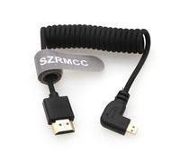 TIANYI-8K 2.1 Micro HDMI Angle Gauche vers HDMI câble Tressé Spiralé Haute Vitesse pour Go-Pro Hero 3/4 Canon EOS M5 Sony A6000 A7III RX10 Nikon B500 Z6 Raspberry Pi 4 Atomos Ninja 2 Monitor