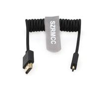 TIANYI-8K 2.1 Micro HDMI vers HDMI Câble Spiralé tressé Haute Vitesse pour Go-Pro Hero 3/4 Canon EOS M5 Sony A6000 A7III RX10 Nikon B500 Z6 Raspberry Pi 4 Atomos Ninja 2 Monitor