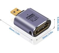 TIANYI-8K HDMI to Micro HDMI Adapter,Standard Micro HDMI Extension Adapter 2.1 Version, Adaptateur Micro HDMI mâle vers HDMI Femelle avec lumière LED et Design perforé 8K@60Hz, 4K@14Hz (2 Pack)