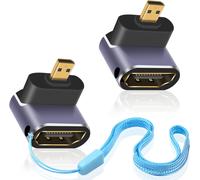 TIANYI-8k Micro HDMI to HDMI Adapter (2-Pack),Adaptateur Micro HDMI à HDMI avec Angle UP supportant 8K@60Hz,UltraHD,3D pour Appareil Photo, Ordinateur Portable et Autres
