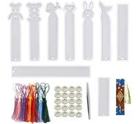 Tianyi-9 Pcs Signets Moule En Silicone, 15 Pcs Assortiments De Couleurs Soyeux Craft Pompons, 1 Pcs Pince À Epiler Et 20 Pcs Embouts De Doigt Pour La Résine Bricolage Par