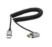 TIANYI-90 degrés UHD 4K HDMI mâle vers HDMI mâle 18 Gbps High Speed 2.0 Extendeur câble spiralé prend en charge 4K @ 60 Hz, 1080p, ARC, 3D, extensible jusqu'à 1.5 m