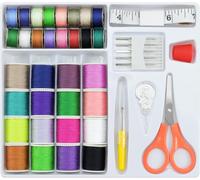 Tianyi-Accessoires Pour Machine À Coudre, 16 Bobines Couleur, Essentials Aiguilles Bobines Ciseaux Mètre Ruban Enfileur Mallette D'organisation, Cadeau Parfait Pour Le Bricolage Et Les Réparations