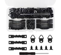 TIANYI-Accroche Tableau,251 pièces,Crochet Pour Cadre Photo Kit avec Tournevis et Vis,Attache Cadre Acier Inoxydable D Anneaux,Fixation Cadres pour Fixation Cadres Photos Miroirs ?uvres art (Noir)