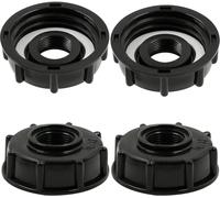 TIANYI-Adaptateur de Réservoir IBC Connecteur - Baril Raccord Tuyau Accessoires Bouchon Conteneur - pour Robinet de Jardin D'adaptateur Cuve Sortie Raccord 3/4 Pouces - 4 Pièces Noir