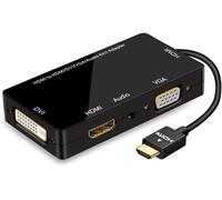 TIANYI-Adaptateur HDMI vers VGA DVI HDMI Prend en Charge 480p 720p 1080p HD avec convertisseur vidéo Audio multiport, Noir