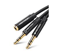 TIANYI-Adaptateur Jack Audio Stéréo, 3,5mm Adaptateur Micro Casque Câble, Adaptateur Y Jack Micro Audio Femelle à 2 Double Male pour PC, PS4, Xbox One, 1m