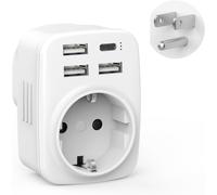 TIANYI-Adaptateur Prise USA, 5 en 1 Adaptateur Prise France vers USA Canada, Americaine avec 3 USB-A et 1 USB-C et 1 Prise, Mexique Thaïlande Type B