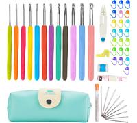 TIANYI-Aiguilles à Crochet Set, 12 pcs Ensemble de Crochet à Tricoter avec Poignées en Caoutchouc à Prise Souple, Aiguille Crochet Tricot, Kits de Crochet Ergonomique, Cadeau Pour Femme S?ur¿48pcs¿
