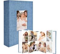 Tianyi-Album Photo À Insérer - Espace Pour 200 Photos 10x15cm, Couverture En Lin Livre Photo Slip In, 50 Pages Blanches/Noires, Cadeau Parfait Pour La Famille Mariages Voyages Bébé (Blau)