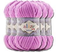 Tianyi-Alize Velluto - Lot De 5 Pelotes De Laine Turque - 100 G Chacune - Super Bulky - Pelote Xxl Pour Amigurumi - Douce - Pour Bébé - Pour Crochet Et Tricot (Orchid - 378)