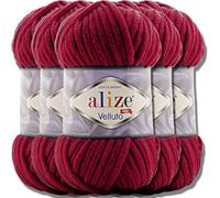 Tianyi-Alize Velluto - Lot De 5 Pelotes De Laine Turque - 100 G Chacune - Super Bulky - Pelote Xxl, Pour Amigurumi - Douce - Laine Bébé - Pour Crochet Et Tricot (Cherry - 107)