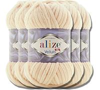 Tianyi-Alize Velluto - Lot De 5 Pelotes De Laine Turque De 100 G Chacune - Super Bulky - Pelote Xxl Pour Amigurumi - Douce - Laine Bébé - Pour Crochet Et Tricot (Miel - 310)