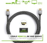 TIANYI-apm Câble HDMI 2.1, 1,8M, Qualité Vidéo Ultra HD 8K@60Hz / 4K@120Hz, Ultra High Speed 48Gbps HEC, eArc, HDR, Dolby Atmos, Compatible avec TV PC Blu-ray Xbox PS4 PS5 Gaming, 590494