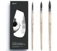 Tianyi-Artify Lot De 3 Pinceaux Professionnels En Poils D'écureuil Naturels À Pointe Fine Pour Aquarelle Et Gouache Tailles #0, #2, #4