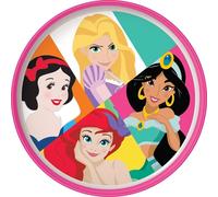 TIANYI-Assiette plate Disney blanche et rose pour fille en plastique Princesses Blanche-Neige Ariel Jasmin Rapunzel avec base antidérapante