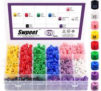 Tianyi-Assortiment De 820 Marqueurs De Tailles Communes En Plastique De 9 Tailles Xxs À 4xl Pour Cintres À Code Couleur Avec Boîte De Rangement