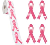 Tianyi-Autocollant En Ruban Rose, 500 Pièces Stickers De Sensibilisation Au Ruban Rose Étiquettes Roule De Cancer Du Sein Rose Package De Ruban Scellant Pour La Lettre De Cadeau D'événement (Large)