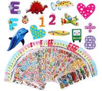 TIANYI-Autocollants 3D pour Enfants 2 à 4 Ans, 40 Feuilles Kids Stickers Plus de 1000 Gomettes Autocollantes, Autocollants Récompense pour Enfants, Comprenant Animaux Dinosaures Numéros et Bien Plus