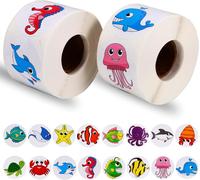 Tianyi-Autocollants Animaux Marins, 1000pcs Autocollants D'animaux De L'océan Rouleau, Stickers Autocollant Marin, Sticker Récompense Marins, Gommettes Thème Animauxs Marin, Autocollant Animauxs