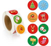 Tianyi-Autocollants Cadeaux De Noël 500 Pièces Gommettes 3.8cm Ronds Pour Diy Cadeaux Enveloppes Emballage Cadeau De Noël, Cq04
