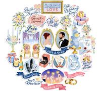 TIANYI-Autocollants planification de mariage heureux (30 unités)¿ thème de l'amour, couleurs pastel Autocollants de mariée et de marié pour carte de mariage