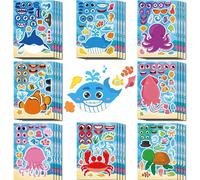 TIANYI-Autocollants pour Enfants 1 à 4 ans, 32 pièce Gommettes Animaux Marins, Faire un Visage d'Animal avec Différentes Expressions pour Enfant Bricolage Scrapbooking Récompense Cadeaux
