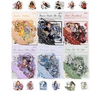 Tianyi-Autocollants Scrapbooking Pet, 120 Pcs Stickers Fleur Girl Animaux, Transparents Imperméables, Decoratif Fournitures De Scrapbooking Pour Journal, Carte De V?ux, Calendrier Diy