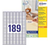 Tianyi-Avery - 4275 Étiquettes Amovibles Blanches Personnalisables - Format 25,4 X 10mm - Impression Laser Et Jet D'encre