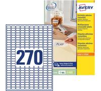 Tianyi-Avery - 6750 Étiquettes Amovibles Blanches Personnalisables - Format 17,8 X 10mm - Impression Laser Et Jet D'encre