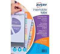 Tianyi-Avery - Pochettes Intercalaires À Onglets Personnalisables Et Imprimables, 12 Touches, Format A4+ (Permet De Classer Des Pochettes Perforées), En Polypropylène Coloré Translucide