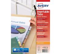 Tianyi-Avery - Pochettes Intercalaires À Onglets Personnalisables Et Imprimables, 8 Touches, Format A4+ (Permet De Classer Des Pochettes Perforées), En Polypropylène Coloré Translucide