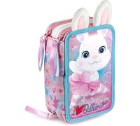 Tianyi-Ballerina Bunny Trousse, Étui Triple Rempli 3d Fille, 45 Accessoires Pour L'école, 3 Fermetures Éclair, Compartiments Organisés, Crayons De Couleur, Feutres, Colle, Ciseaux