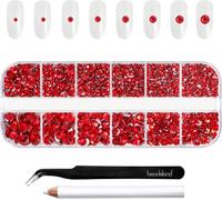 Tianyi-Beadsland Strass Pour Le Maquillage,8 Tailles 2500pcs Cristal Dos Plat Strass Visage Pierres Précieuses Pour L'artisanat Ongles Avec Des Pinces Et Un Crayon De Cire,Siam Clair,Ss4-Ss30