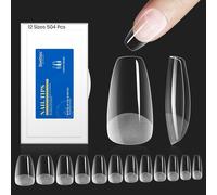 Tianyi-Beetles Court Coffin Faux Ongles 504pcs, Etch X Acrylique Capsules Ongles Pré-Poli Transparent Pose Americaine Avec Valise De Rangement Pour Manucure Et Diy Nail Art La Maison 12 Tailles Short