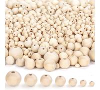 Tianyi-Belle Vous Lot De 1000 Boule En Bois Brut - Assortiment De 7 Tailles Différentes - Perles En Bois Avec Trou - Pour Vos Loisirs Créatifs, Fabrication De Bijoux, Décorations De Fêtes Et Artisana