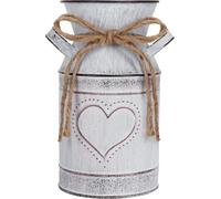 Tianyi-Belle Vous Vase Vintage À Fleurs En Métal ¿ 10,3 X 19 Cm - Pot À Lait Blanc De Style Fermier Shabby Chic Vintage Avec C?urs - Pot Lait Zinc Décoratif Pour Décoration De Maison/Mariage Et Plant