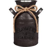 Tianyi-Belle Vous Vase Vintage À Fleurs En Métal - 11,3 X 19 Cm - Pot À Lait Shabby Vintage Chic Galvanisé - Pot Lait Zinc Décoratif Pour Décoration De Maison/Mariage Et Plantes