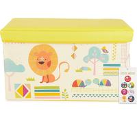 Tianyi-Bieco Boîte De Rangement De Thème Zoo Pour Enfants Avec Siège Rembourré Coffret À Jouets Unisexe Avec Couvercle Coffre Pliable Jaune & Crème 66 L Ref. 04000495