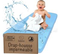 Tianyi-Bisoo Drap Housse 40x80 Berceau Impermeable - 2en1 Drap Housse Alese Protege Matelas Bebe Reglable Pour Landau Nacelle - Silencieux 100% Jersey Oeko-Tex - 1 Drap Bleu 37x80 / 80x40 Cm