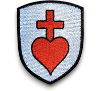 Tianyi-Blason Patch Sacré Coeur Vendéen Guerre De Vendée Brodé - Coeur Sacré De Jesus - Sacré Coeur - Patch Brodé Avec Dos Scratch - 8x6,4cm