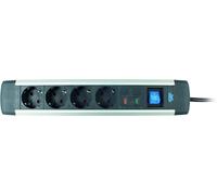 TIANYI-Bloc multiprise Aluminium - 1,5 m de câble avec 4 Prises - Rallonge avec parasurtenseur & Protection de Contact Accrue - Multiprise avec Interrupteur Bleu I 18364
