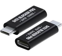 TIANYI-Bloqueurs de Données [Lot de 2] \u2013 USB-C Mâle vers USB-C Femelle \u2013 Charge Uniquement, Anti Juice Jacking \u2013 Adaptateurs Sécurisés Noirs