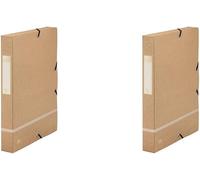Tianyi-Boîte Capacité Standard Touareg 24x32cm Dos 35mm Avec Elastique Couverture Carte Recyclée Beige Naturel (Lot De 2)