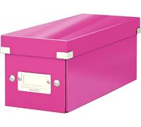 TIANYI-Boîte de rangement Click & Store, Format CD (14,3 x 13,6 x 35,2 cm), adapté aux CD et autres objets, Pour le bureau et la maison, Montage bouton pression, En carton recyclé à 84%, Rose, 604100