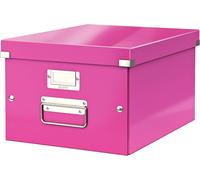 Tianyi-Boîte De Rangement Click & Store, Format Moyen A4 (28,1 X 20 X 37cm), Pour L'organisation Des Objets De La Maison Et Du Bureau, Montage Bouton Pression, En Carton Recyclé À 85%, Rose, 60440023