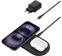 TIANYI-BoostCharge Pro Station de Recharge 2-en-1 avec Qi2, 15 W, Compatible MagSafe, pour iPhone 17, iPhone Air, Pixelsnap, Apple Watch, AirPods, Adaptateur Secteur Inclus - Noir