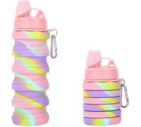 Tianyi-Bouilloire,Gourde Sport,Gobelet Pliable 500ml,Gourde Bpa-Frei,Accessoires Trekking Camping Voyage Travail,Bouteille Pliable 500 Ml (Couvercle, Rose)