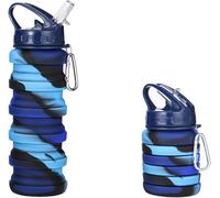 Tianyi-Bouilloire,Gourde Sport,Gobelet Pliable 500ml,Gourde Bpa-Frei,Accessoires Trekking Camping Voyage Travail,Bouteille Pliable 500 Ml (Poignée, Bleu)