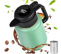 Tianyi-® Bouteille Isotherme De 1,8 L Avec Passoire À Thé, Théière Isotherme Avec Affichage De La Température, Cafetière Bien Scellée (Pas De Fuite, Pas De Gouttes), Pour Café, Thé Et Lait
